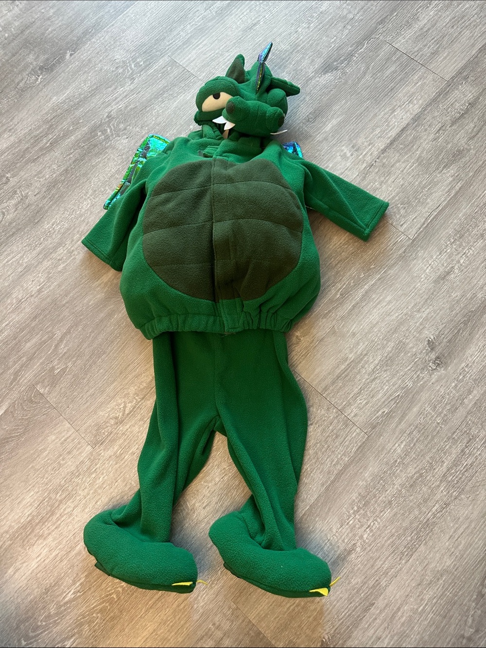 Old Navy Green Dragon Toddler Costume with Dark Green Belly and Wing Accents - Picture 2 of 7